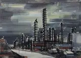 Ohne Titel (Industrieanlage) by Karl Pfeifer, 1961, gouache, sold Sep 2025