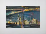 Ohne Titel (Industrieanlage bei Nacht) by Karl Pfeifer, 1962, gouache, offered Sep 2025