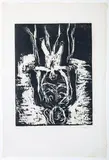 Schwarze Mutter, weißes Kind by Georg Baselitz, 1985, woodcut, sold Mar 2026
