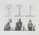 Hochspannungsmast und Fördertürme by Bernd und Hilla Becher, 1971, lithograph, sold Mar 2026