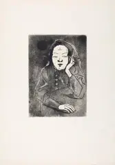 Mädchen am Tisch (Sonia Gramatté) by Walter Gramatté, 1924, etching, sold Mar 2026