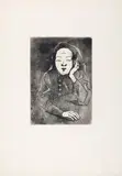 Mädchen am Tisch (Sonia Gramatté) by Walter Gramatté, 1924, etching, sold Mar 2026