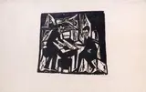 Zwei Männer am Tisch by Erich Heckel, 1913, woodcut, offered Mar 2026