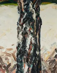 Birkenstück 1/IX by Ralph Fleck, 1985, oil on canvas, sold Mar 2026