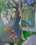 Ohne Titel (Parklandschaft mit Stillleben) by Heinrich Steiner, oil on canvas, offered Mar 2026