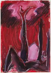 Ohne Titel (Liegende mit gestrecktem Bein) 1987 by Elvira Bach, gouache, sold Mar 2026