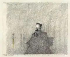 Nitzsche in Venedig by Paul Flora, 1989, drawing, sold Mar 2026