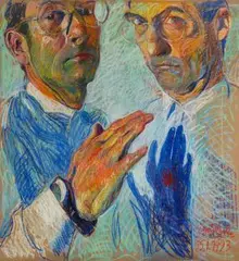 Selbstbildnis by Johannes Grützke, pastel, sold Mar 2026