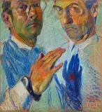 Selbstbildnis by Johannes Grützke, pastel, sold Mar 2026