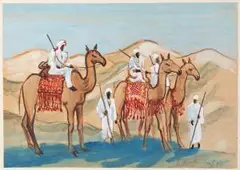 Ohne Titel (Kamele in der Wüste) by Franz Heckendorf, 1943, gouache, offered Mar 2026