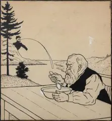 Ohne Titel (Er spuckte ins Frühstück) by Thomas Theodor Heine, ink, offered Mar 2026