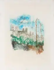 Ohne Titel (Landschaft) by Werner Scholz, 1976, pastel, sold Mar 2026