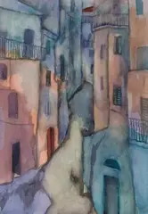 Enge Dorfstraße by Heinrich Steiner, watercolor, offered Mar 2026