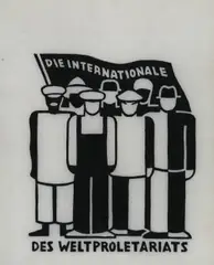 Die Internationale des Weltproletariats by Gerd Arntz, 1928, woodcut, sold Sep 2026