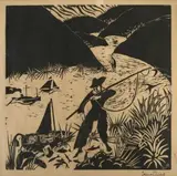 Angler by Jan Auerbach, 1921, woodcut, offered Sep 2026