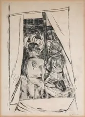 Kinder am Fenster by Max Beckmann, 1922, drypoint, offered Sep 2026