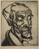 Westfälischer Bauer by Peter August Böckstiegel, 1921, drypoint, sold Sep 2026