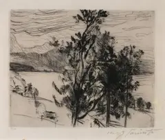 Blick auf den Walchensee (aus: Am Walchensee) by Lovis Corinth, 1920, drypoint, sold Sep 2026