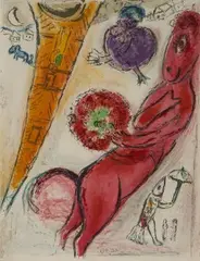 La tour Eiffel à l'ane 1954 / Saint-Germain-des-Prés 1954 / Moses empfängt die Gesetzestafeln 1956 by Marc Chagall, color lithograph, sold Sep 2026