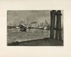 Hamburger Hafen (Veddel) by Conrad Felixmüller, etching, offered Sep 2026