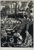 Liebespaar vor Industrielandschaft by Conrad Felixmüller, 1923, woodcut, sold Sep 2026