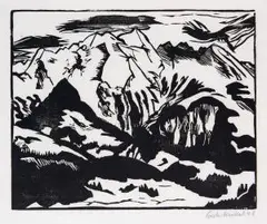 Berge by Erich Heckel, 1948, woodcut, offered Sep 2026