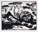 Berge by Erich Heckel, 1948, woodcut, offered Sep 2026