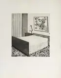 Elternschlafzimmer IV by Almut Heise, 1973, etching, sold Sep 2026