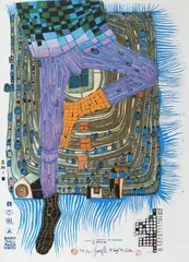 In Gamba by Friedensreich Hundertwasser, 1990, lithograph, sold Sep 2026