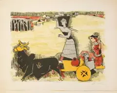 Ohne Titel (Yatra) by M. F. Husain, color lithograph, sold Sep 2026
