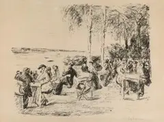 An der Elbe by Max Liebermann, 1916, lithograph, sold Sep 2026