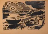 Untergehende Sonne (Ostseestrand, aus: Boettcher-Mappe) by Max Pechstein, 1948, woodcut, offered Sep 2026