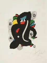 Aus: La Mélodie Acide by Joan Miró, 1980, color lithograph, sold Sep 2026