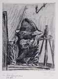 Selbstbildnis mit Hut by Ludwig Meidner, 1924, etching, offered Sep 2026