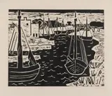 Ruhende Kutter im Hafen by Max Pechstein, 1922, woodcut, offered Sep 2026
