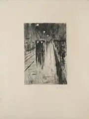 Leipzigerstraße im Regen by Lesser Ury, etching, sold Sep 2026