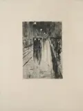 Leipzigerstraße im Regen by Lesser Ury, etching, sold Sep 2026