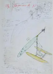Flugbetrieb by Panamarenko, 1997, offset lithograph, sold Sep 2026