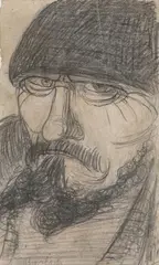 Männlicher Kopf mit Mütze, um 1906 - 1907 by Ernst Barlach, pencil, sold Sep 2026