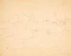 Boote, Forio d'Ischia / Ohne Titel (Boote) by Eduard Bargheer, 1947, ink, offered Sep 2026