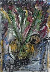 Blumenstillleben by Antonius Hoeckelmann, 1990, mixed media, sold Sep 2026