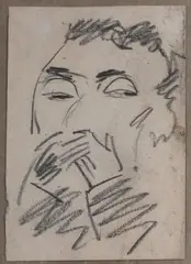Männlicher Kopf by Erich Heckel, drawing, sold Sep 2026