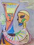 Ohne Titel (Komposition mit Totenschädel und weiblicher Büste) by Werner Gilles, 1947, watercolor, offered Sep 2026