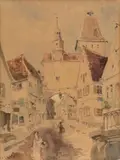 Der Markusturm in Rothenburg by Carl Rüdell, watercolor, sold Sep 2026