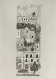 Salzburg, Blick vom Mönchsberg auf die Franziskanerkirche und den Dom 1946 / Positano 1962 by Max Peiffer Watenphul, pencil, sold Sep 2026