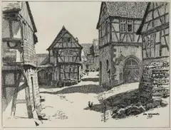 Illustrationsvorlagen zu "Darmstadt und Umgebung" by Otto Ubbelohde, ink, sold Sep 2026