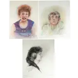 Untitled portraits (Elderly woman / Laughing redhead / Woman in profile) by Shirley Aley Campbell, Pastel and conte crayon on paper,Signed and dated lower right., offered Mar 2025