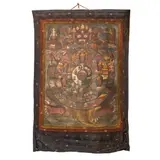 Tibet or Nepal, Early 20th Century by Thangka of a Bhavacakra Mandala, Ink & gouache polychrome painting on cotton mounted to silk, offered Apr 2025