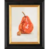 Red Pear by Patti Zeigler, Oil on board. Signed Lower Right Image size H: 5 3/4 x W: 4 1/2 H: 8 1/2 W: 7 1/4 in., offered Apr 2025