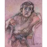 Untitled (Emerald Village resident) by Shirley Aley Campbell, Acrylic and charcoal on panel, offered Mar 2025